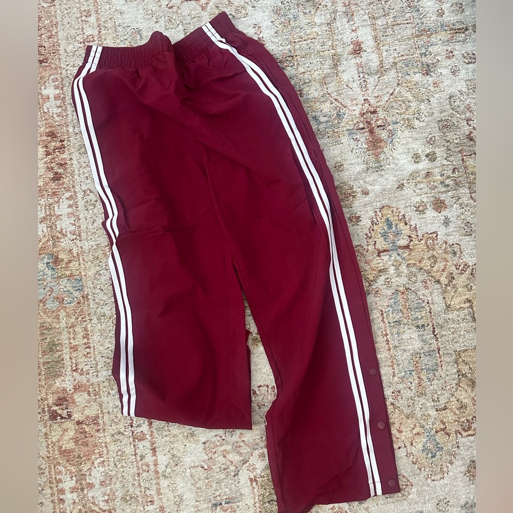 No Boundaries Burgundy Joggers with White Stripes
